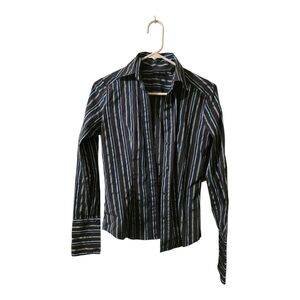 New York & Company Black and White Striped Shirt